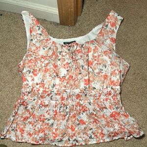 VERSONA- Floral Peplum with Sinched Waistband Top